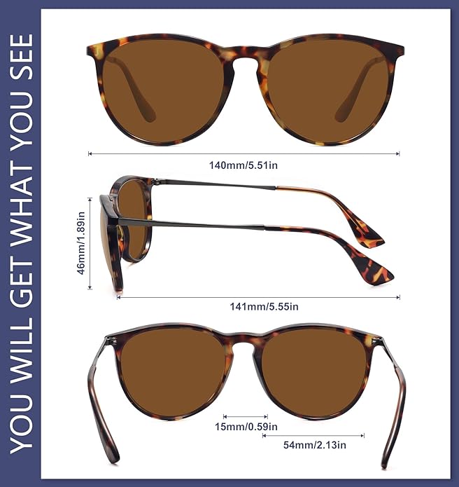 Retro sunglasses womens 2024 trendy round classic glasses