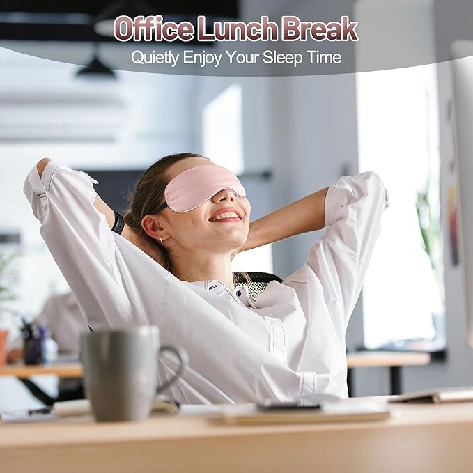 Sleep Mask, Silk Eye Mask for Sleeping with Adjustable Strap, Blindfold Eyeshade for Men & Women, Comfortable & Soft Eye Cover Eyeshade for Night Sleep (Pink)