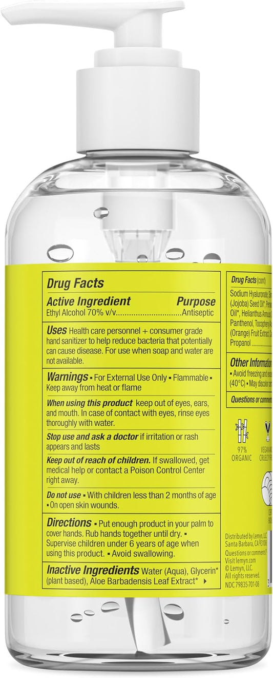 Medical‑Grade Hand Sanitizer Gel – 97 % Organic | 70 % USP Ethyl Alcohol | Moisturizing Aloe + Hyaluronic Acid | Freshly Made in USA | 8oz Bottle with Pump (PACK OF 2)