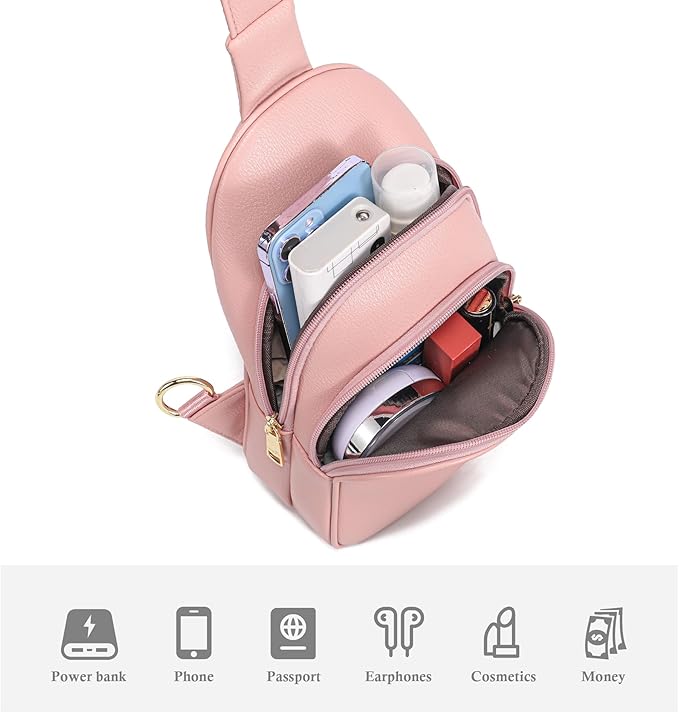 INICAT Crossbody Sling Bags Fanny Packs Valentine's Day Gifts Vegan Leather Travel Vacation Essentials Purses Women