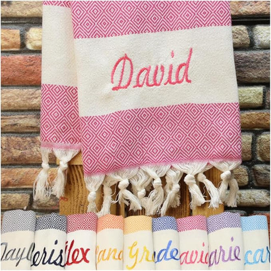 Personalized Beach Towel, Beach Bachelorette, Bridesmaid Gifts, Girls Trip, Wedding Gifts, Home Decor, Bridal Party, Beach Towel (Hot Pink)