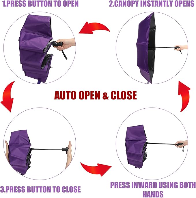 Jexine 6 Pcs Travel Compact Umbrella Automatic Open Close Windproof Small Light Backpack Purse Car Portable Collapsible Umbrella for Rain, Men Women