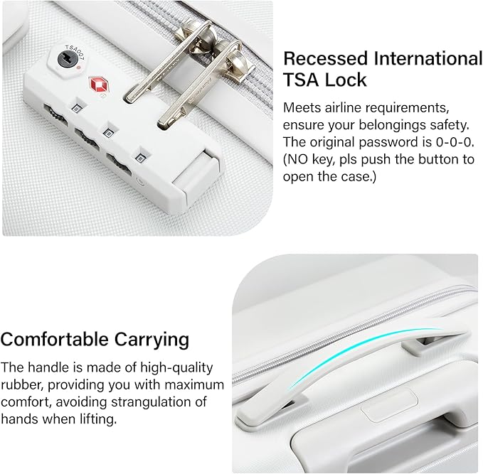 Hanke Luggage Sets 2 Piece with Spinner Wheels, 20/28 Inch Hard Shell Suitcases Set TSA Approved Luggage Travel Rolling Large Luggage(Smoke White)