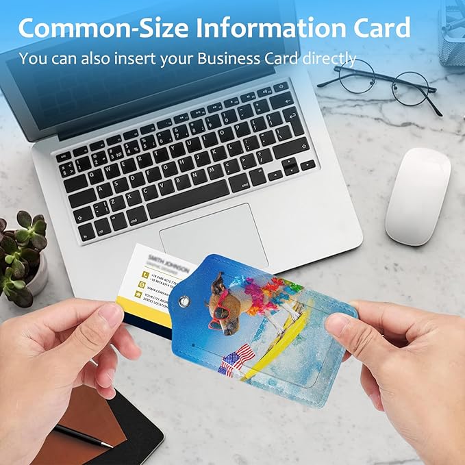 2 Pack Luggage Tag for Suitcase,Funny Dog Luggage Tag with PU Leather Privacy Cover ID Label & Stainless Steel Loop for Women Men Travel Bag Suitcase