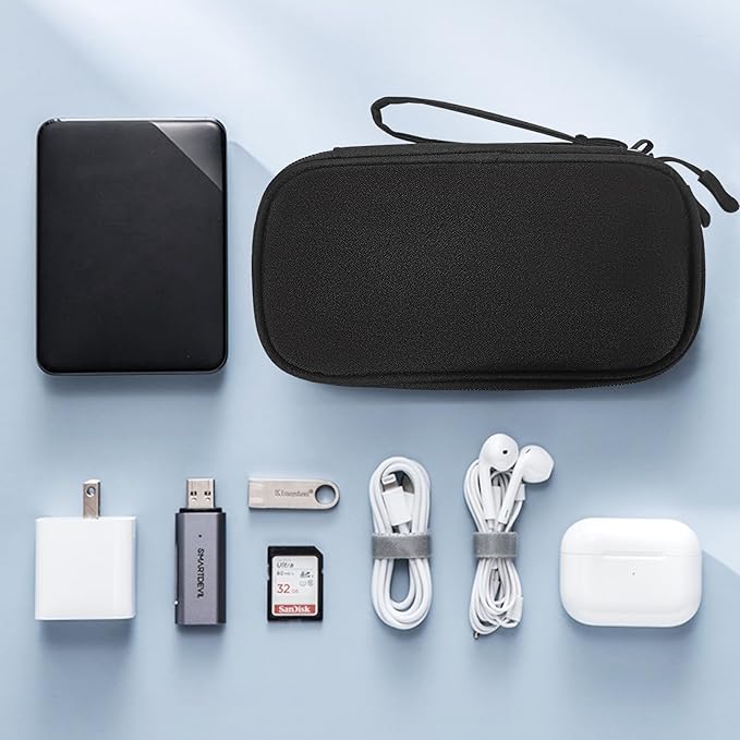 SMONT Cord Cable Organizer Travel Charger Bag Electronic Pouch Case Black