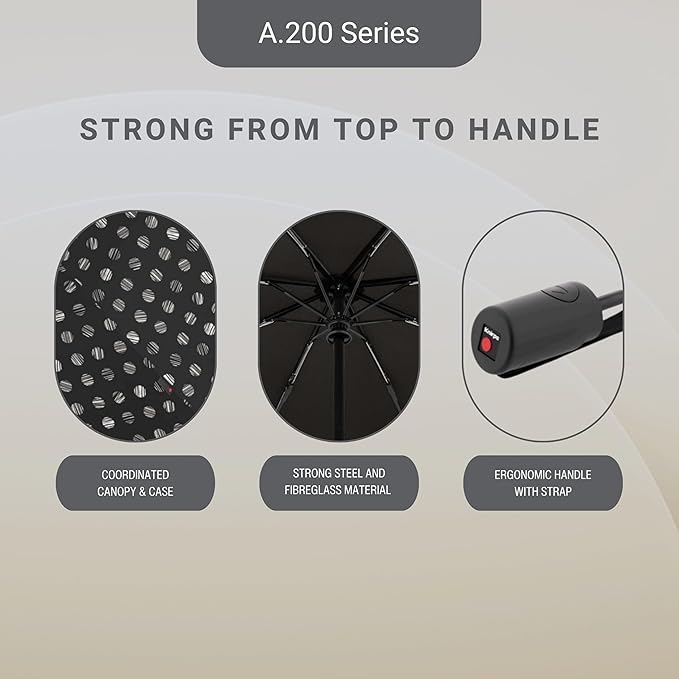 Knirps A.200 Medium Duomatic Windproof Umbrella for Adults – Automatic Open Close 38.5" Canopy, Travel Case Included