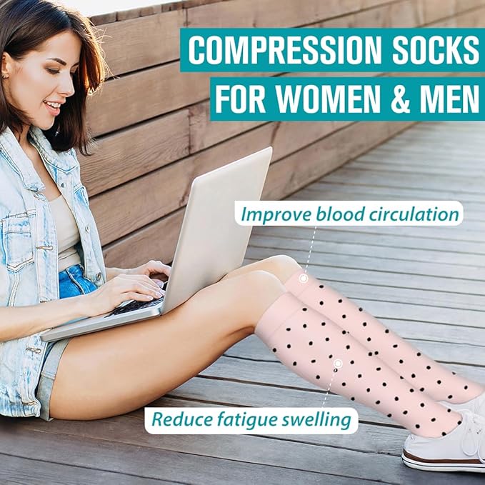 BLUEENJOY Copper Compression Socks for Women & Men (6 pairs) - Best Support for Nurses, Running, Hiking, Recovery