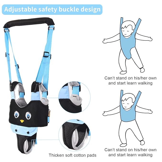 IULONEE Baby Walking Harness Breathable Handheld Kids Toddler Helper Assistant Adjustable Infant Walker Help Baby Walk Stand Up Child Learning Belt for 8-24 Month Old Babies Activity (Blue)