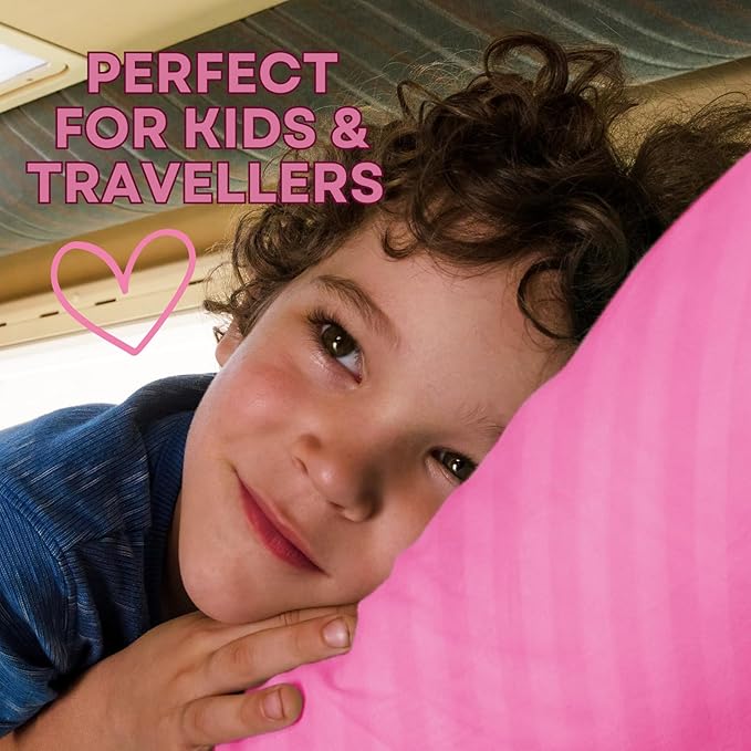 kinder Fluff Children Pillows (2pk) 17x26in- The only Pillow for Kids 300T Cotton Shell & Down Alternative Fill - Machine Washable, Ideal Pillow for Kids Above 12 Years- Pink- XL