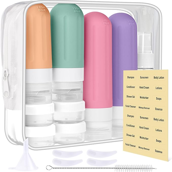 Landisun Travel Size Toiletries Essentials Bottles 18Pack Containers Travel-Essentials Leak Proof (Green)