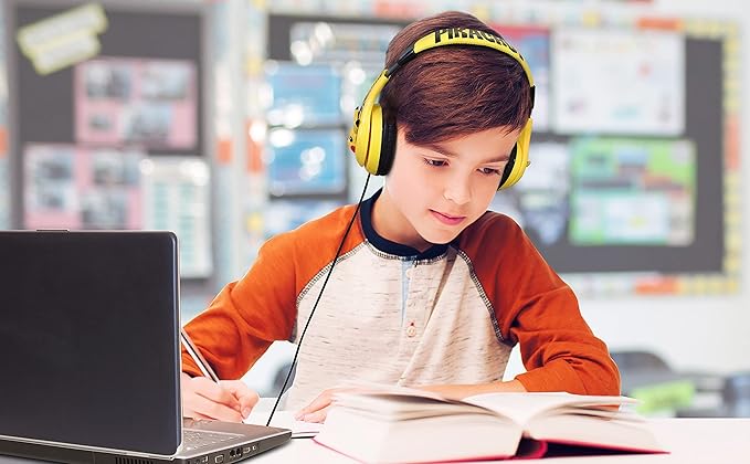 eKids Pokemon Pikachu Wired Kids Headphones, Adjustable, Stereo Sound, 3.5Mm Jack, Tangle-Free, Volume Control, Children's Headband On Ear for School Home, Travel