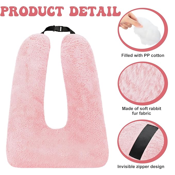 2 Pcs Travel Pillow Car Sleeping Kid Neck U Shaped for The Back Seat Adults Children Head and Body Support Long Distance Journey Accessories (Light Pink)