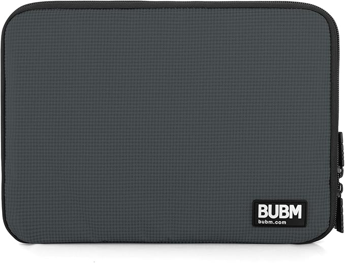 BUBM Double Layer Electronics Organizer, Travel Gadget Bag for Cables, Memory Cards, Flash Hard Drive and More, Fit for iPad or Tablet(up To 9.7")--Large, Gray