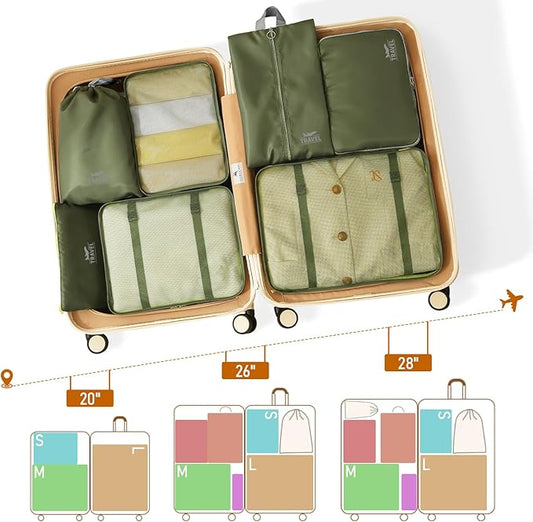 Packing Cubes for Travel - 8 Set Luggage Organizer Bags for Family, Mesh Breathable Packing Cubes for Suitcases Durable Travel Essentials Bags Set