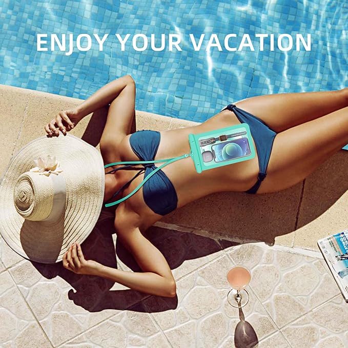 [Up to 8.9" 2 Pack Waterproof Phone Pouch Case,Waterproof Phone Bag for iPhone 17 16 15 14 13 Pro Max Plus Galaxy S25 S24 Ultar Plus+,IPX8 Cellphone Dry Bag Beach Travel Essentials-Green