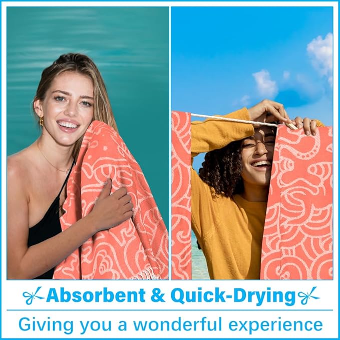 Thin Turkish Beach Towel Lightweight Soft Cotton Extra Large XL Oversized Sand Free Sandproof Absorbent Quick Dry Towels Cloud Bath Pool Travel Compact Essentials Accessories for Adult Gifts