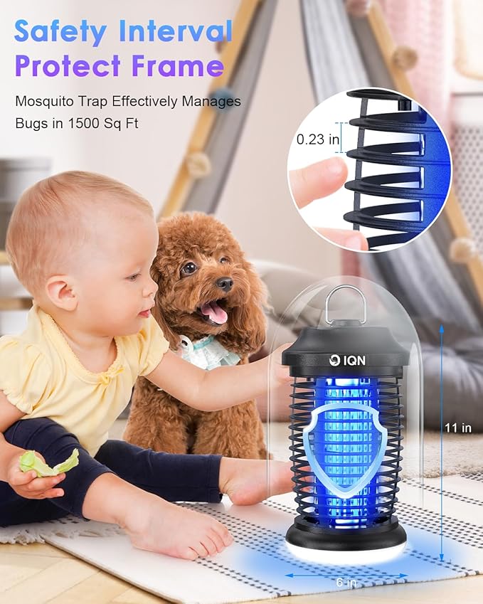 Outdoor Insect Killer, Mosquito Killer, Electric Fly Killer, Insect Killer, Mosquito Killer, Fly Trap, Indoor and Outdoor Flying Insect Killer 4200V, ABS Plastic Shell (Black)