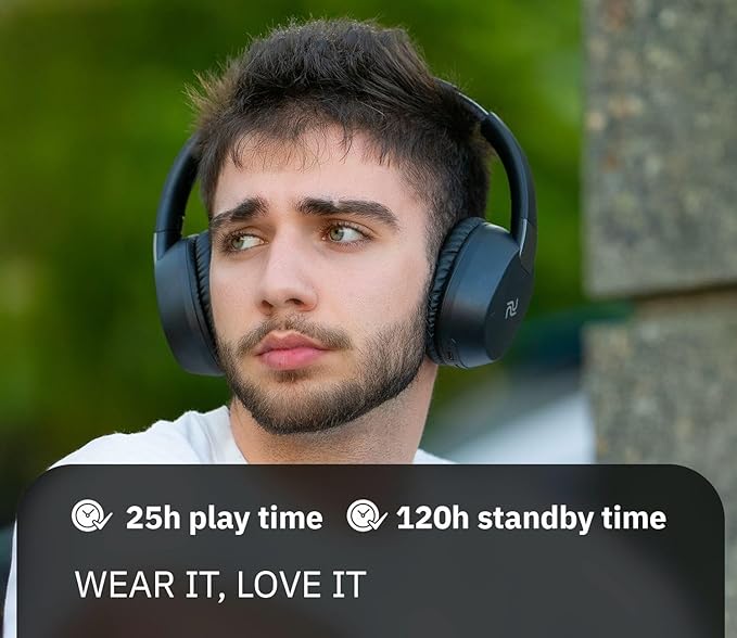 PDbeam Over Ear Wireless Bluetooth Headphones with Microphone, Foldable Over The Ear Noise Reduction Stereo Headphones, Lightweight Soundproof Sport Bluetooth Headset