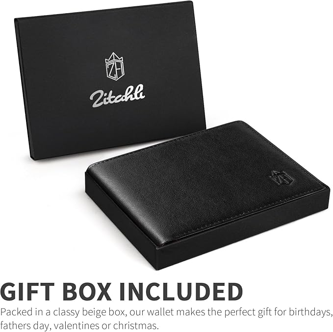 Zitahli Wallet for Men 12 Card Holder Slim Rfid Leather 2 ID Window Wallets With Gift Box Men's Accessories
