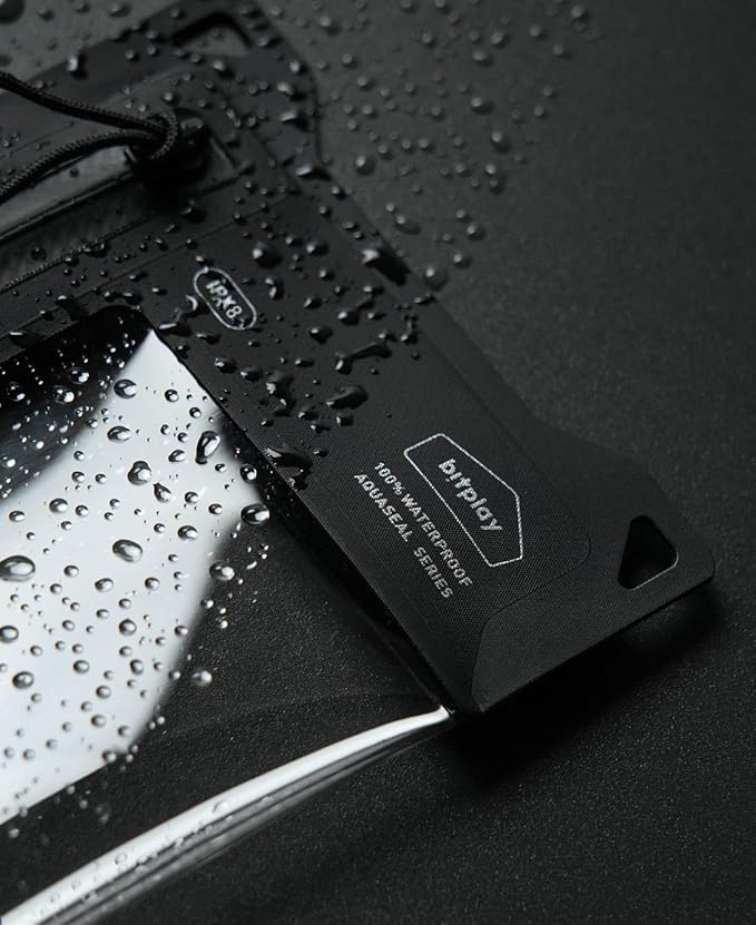 bitplay AquaSeal IPX8 Waterproof Phone Pouch, Outdoor Dry Bag with Adjustable Lanyard for Universal Phone Case, Black