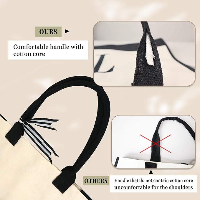 BeeGreen Embroidery Monogram Initial Tote Bag for Women Teacher Mom Friend Personalized Gift for Birthday Beach Work Wedding