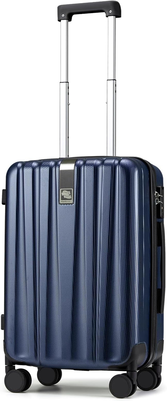 Hanke 20 Inch Carry On Luggage 22x14x9 Airline Approved Lightweight PC Hard Shell Suitcases with Wheels Travel Luggage Rolling Suitcase Travel Luggage Bag for Weekender(Dark Blue)