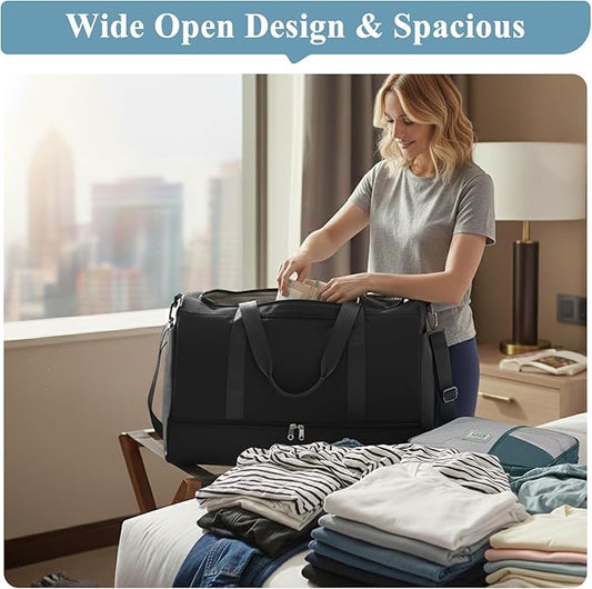 Travel Duffle Bag with Shoe Compartment, XL Weekender Bags for Women, Carry On Overnight Bags for Gym Sports & Business Trips, Water-Resistant Hospital Bag for Labor and Delivery