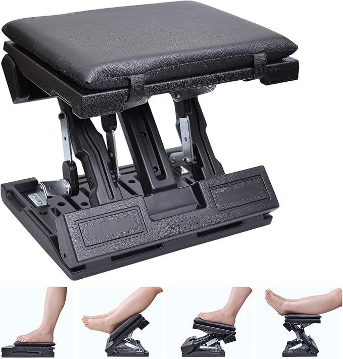 Scalebeard Foot Rest for Under Desk at Work,Height Adjustable Infinite Angle Ergonomic Foldable Footrest for Office, Gaming,Computer, Removable Pad Desk Foot Stool with Massage Beads,All-Season(Black)