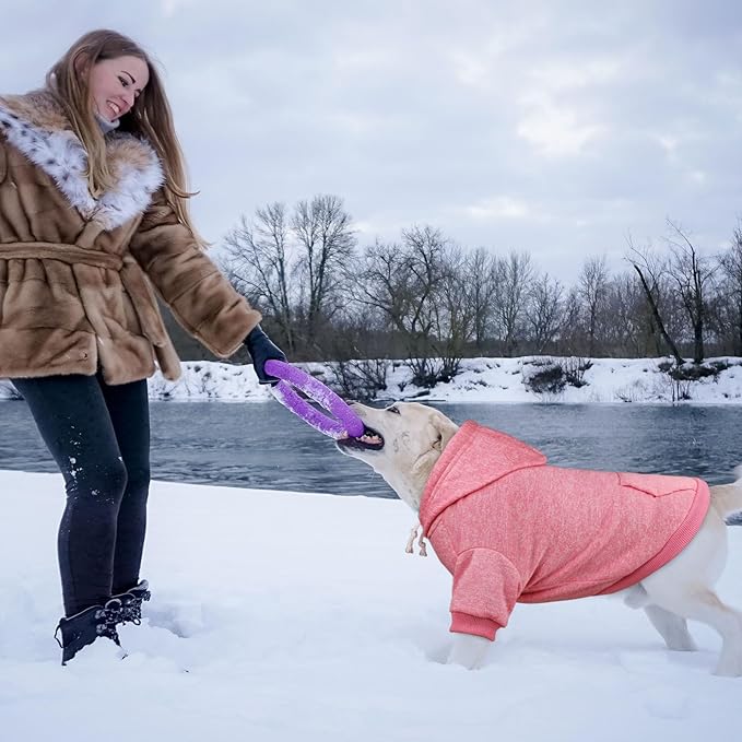 Dog Sweaters for Large Dogs,Pet Hoodie Fleece Pet Sweater Soft Clothes Sweatshirt with Pocket Dog Hoodie for Large Dogs(Pink&XXL)