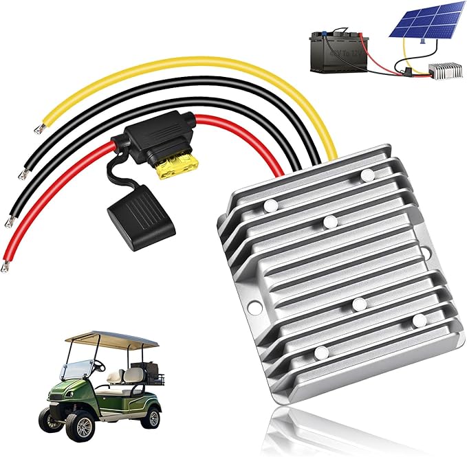 Professional 48V 36V to 12V Voltage Converter, 240W 20A for Golf Cart Converter, Waterproof DC Convert Regulator Transformer with Fuse