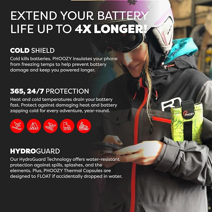 PHOOZY XP3 Ultra-Durable Thermal Phone Case for Extreme Cold | Insulated Phone Case Extends Battery Life 4X | Snowboard & Ski Gear | As Seen on Shark Tank | Medium - Green