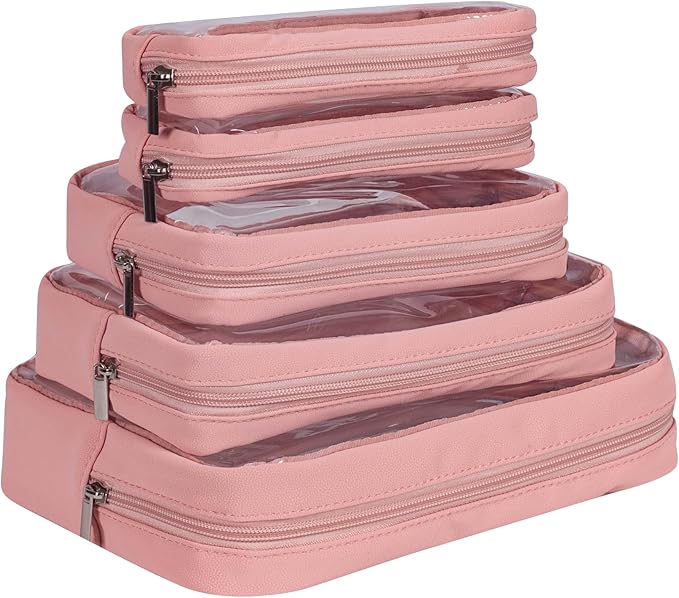 TSA Approved 5-Piece Diaper Bag Organizer Pouch Set Clear Waterproof TPU Kids Toiletry Storage Set Travel Packing Clutch Cube Bags for Baby Nursing