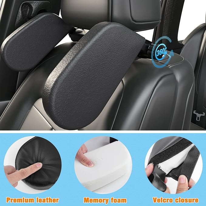 Upgraded Car Headrest Pillow, Head Support Neck Pillows, Only Suitable for Car Seat Headrest with Poles, Roadpal Adjustable Sleeping Headrest for Kids Adults Travel