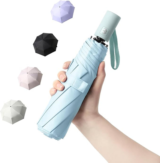 BAODINI Small UV Protection Travel Umbrella Compact for Rain and Sun UPF 50+ Windproof Portable 42 inch Umbrella for Women and Men