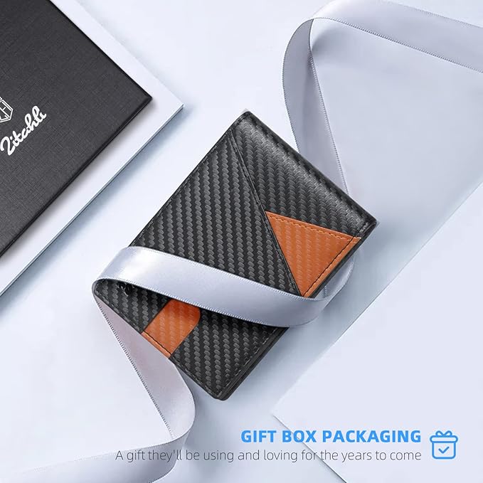 Zitahli Wallet for Men - with Money Clip Slim Leather Slots Credit Card Holder RFID Blocking Bifold Minimalist Wallets with Gift Box