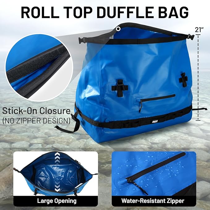 MIER Large Waterproof Duffel Bag Rolltop Dry Backpack Duffle Bags for Kayaking, Rafting, Boating, Swimming, Camping, Travel, Gym, Beach, 60L/80L