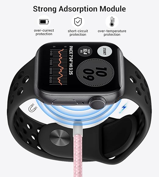 Temdan for Travel Vacation Essentials,3 in 2 USB C Cable for Apple Watch Charger/iPhone 17 Charger/Lightning,Multi Charging Cable Cord,Camping Essentials,Designed for iWatch &iPhone 16-12-5FT Pink