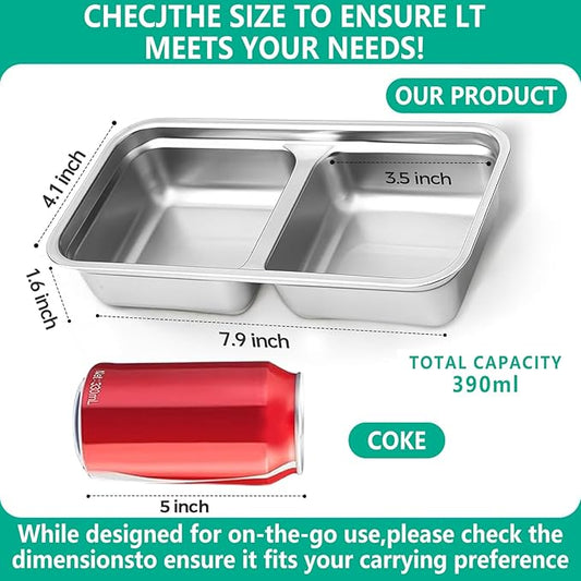 Dobyusf 8-Pack Stainless Steel Snack Containers with Silicone Lids - Dual-Compartment Breathable Food Storage, BPA-Free Reusable Container Set for Office, Travel, On-the-Go Lifestyle