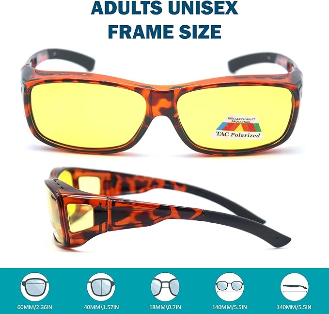 BLUE CUT Fit Over Polarized Sunglasses Solar Shield Sunglasses To Wear Over Glasses