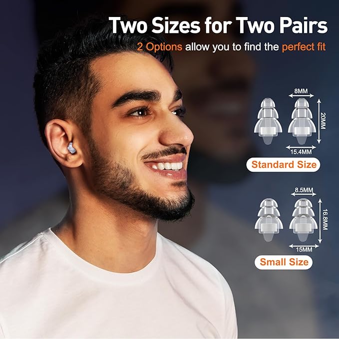 High Fidelity Concert Ear Plugs, Noise Cancelling Silicone Ear Plugs 2 Pairs Great for Concerts Loud Music, Musicians, Motorcycles, Airplanes, Raves, Hearing Protection -23 dB