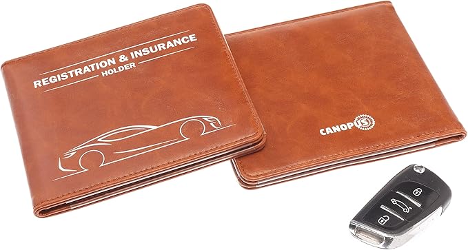 CANOPUS Car Registration and Insurance Holder with Magnetic Closure, Car Document Holder, Vehicle Glove Box Organizer, Wallet for Auto, Motorcycle, Truck and More, 1 Pack with EZ Pass Strip, Car
