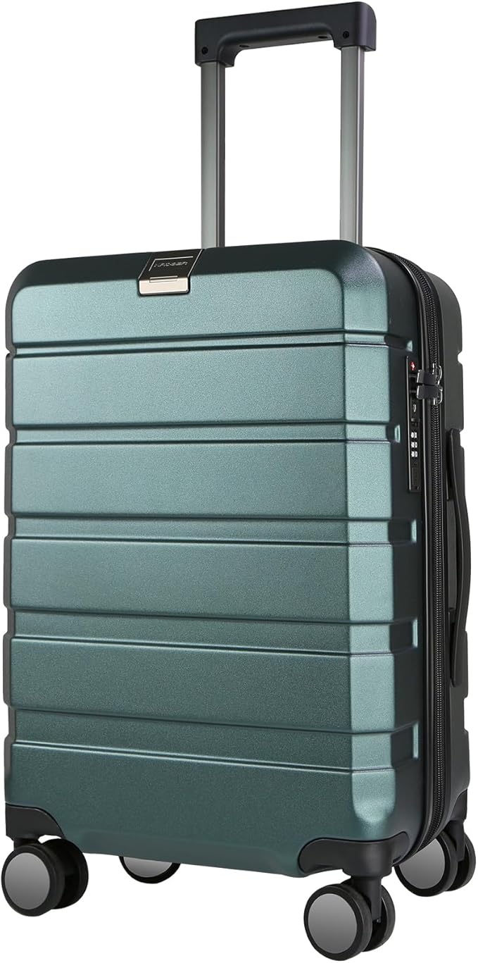KROSER Hardside Expandable Carry On Luggage with Spinner Wheels & Built-in TSA Lock, Durable Suitcase Rolling Luggage with USB Port, Carry-On 20-Inch, Dark Green
