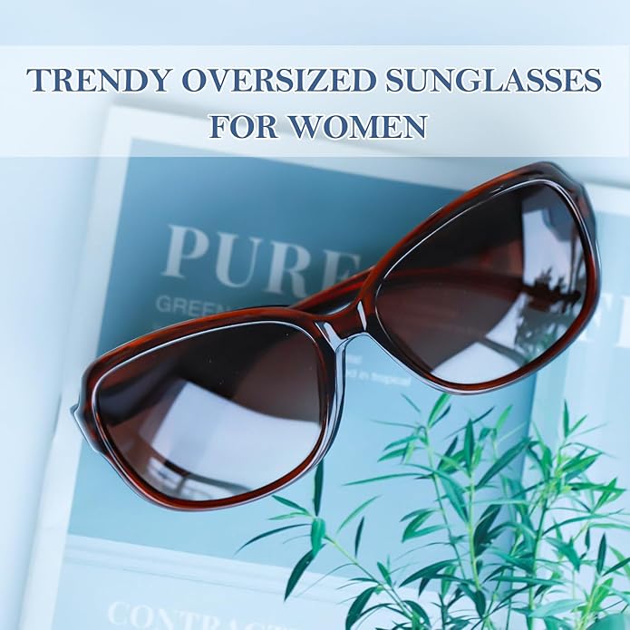 SIPHEW Polarized Sunglasses for Women | Vintage Square Sunglasses w UV400 Protection | Womens Wraparound Shade