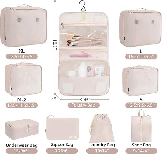 BAGAIL 6 Set/8 Set/10 Set Packing Cubes Various Sizes Packing Organizer for Travel Accessories Luggage Carry On Suitcase
