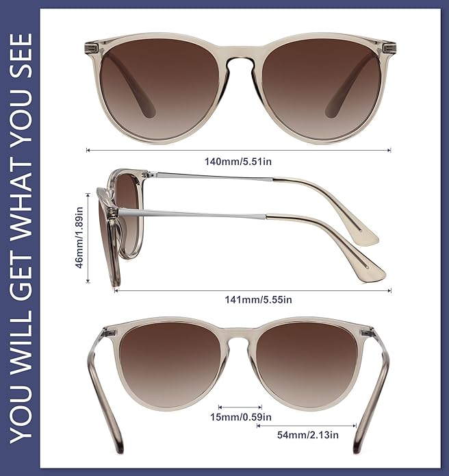 Retro sunglasses womens 2024 trendy round classic glasses
