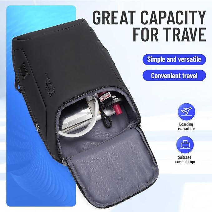 JODEBES Business Smart Backpack Waterproof fit 15.6 Inch Laptop Backpack with USB Charging Port and TSA lock,Travel Durable Backpack - Black