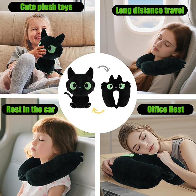 Travel Pillow for Kids & Adults Car Neck Pillow Memory Cotton U-Shaped Neck Pillow Soft Head Support Travel Accessories for Airplane Car Train Bus