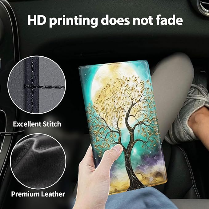 Car Registration and Insurance Holder, Leather Car Glove Box Organizer, Cool Car Accessories for ID, Driver's License Cards & Essential Document,business cards,Men&Women,for Women Girls