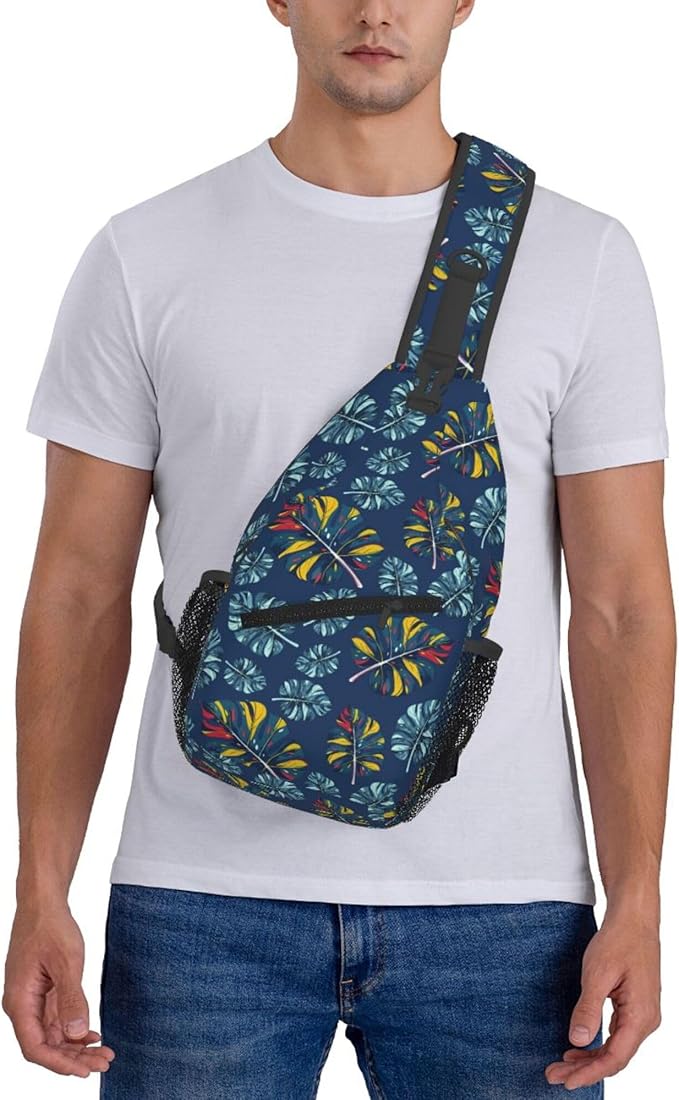 Hawaii Tropical Palm Sling Backpack Crossbody Bag Casual Chest Bags Travel Hiking Daypack Shoulder Bag for Women Men
