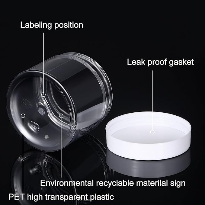 SATINIOR 12 Pack 7 oz Plastic Container Jars with Lids Round Clear Travel Cosmetic Container Slime Jars for Toiletries, Lotion, Cream, Ointments, Makeup, Rhinestone, Samples, Kitchen Storage(White)